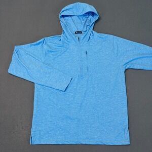 Turtleson Mens Med 1/4 Zip Hoodie Blue Golf Logo Stretch Zipper Pkt Lightweight